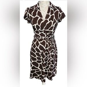 Rare Edition Brown and White Wrap Dress
